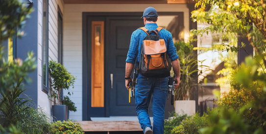 IDESS-AdobeStock_911656069.chapo.jpeg (Back of professional handyman or repairman with bag and tools walking into the front door house)