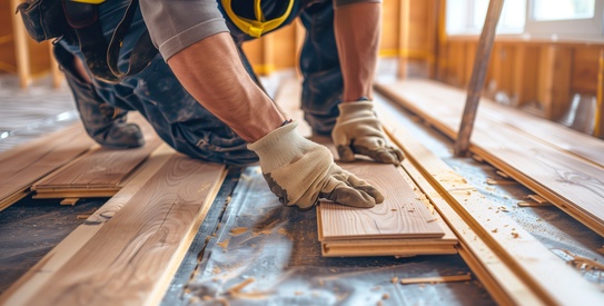 Menuiserie générale-chapo.jpeg (Man repairman repairing floor with laminate wood indoors)