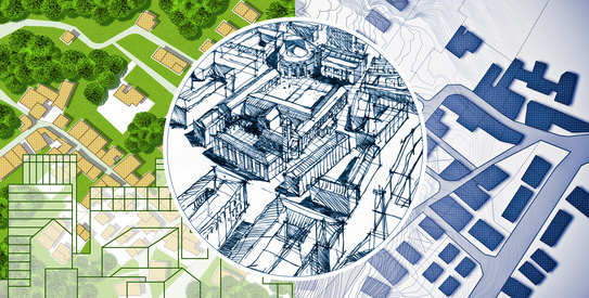 Parc activité.jpeg (Planning a new city - concept with a pencil a sketch of a new modern imaginary town )